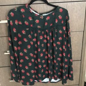 Green Floral LOFT top